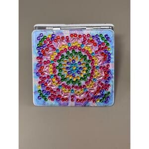 New Beautiful Colorful 
Diamond Art Square Compact Mirror 2.5” X 2.75”
